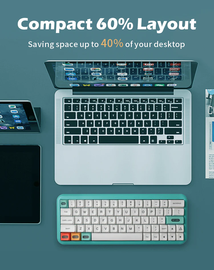 MelGeek Mojo Aluminum 60% Hotswapple RGB 5.2 Bluetooth Wireless &Wired Mechanical Keyboard - Image 4