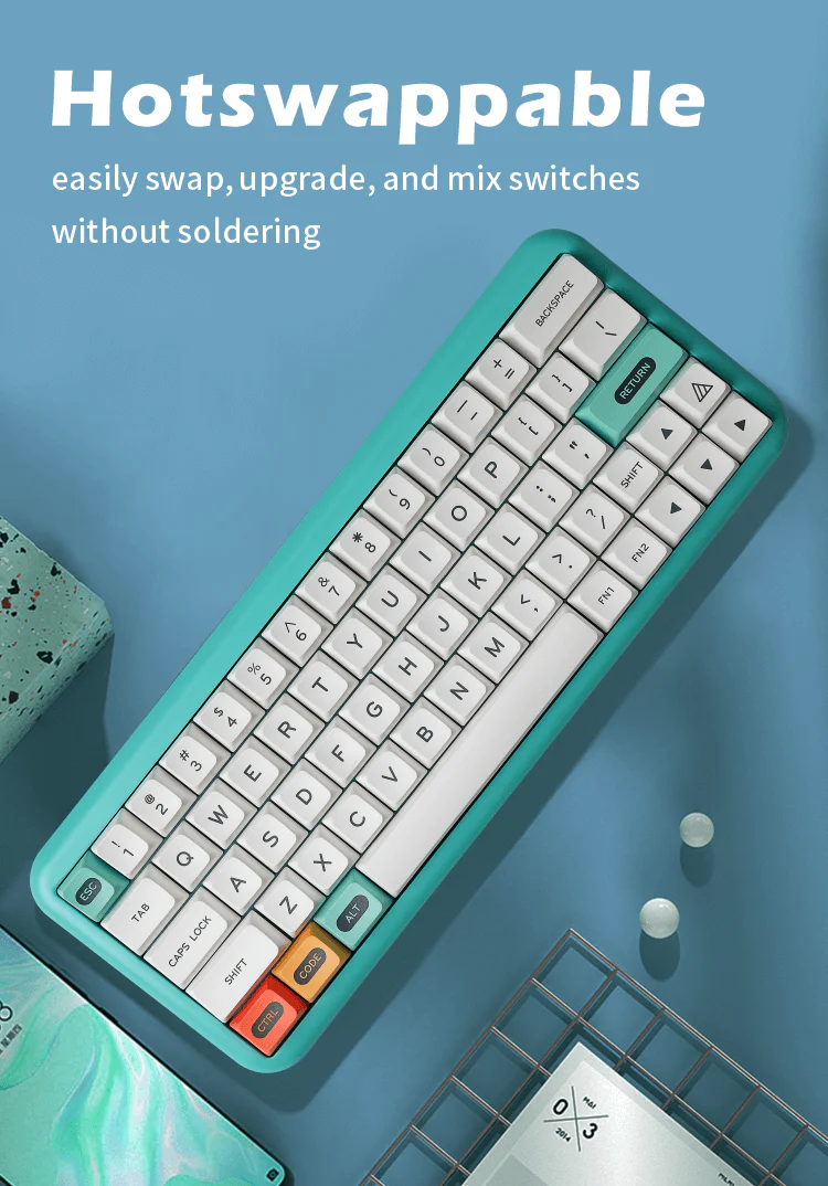 MelGeek Mojo Aluminum 60% Hotswapple RGB 5.2 Bluetooth Wireless &Wired Mechanical Keyboard - Image 5