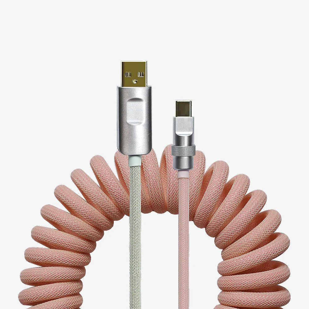 MelGeek Keyboard-Themed Hand Made Silver Aviator Coil Cables - Image 4